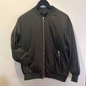 ZARA Dark Green Soft Padded Bomber Jacket Size S